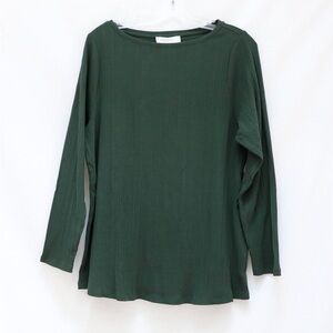 NWT Addition Elle forest green top long sleeve rib knit texture 1X plus size new